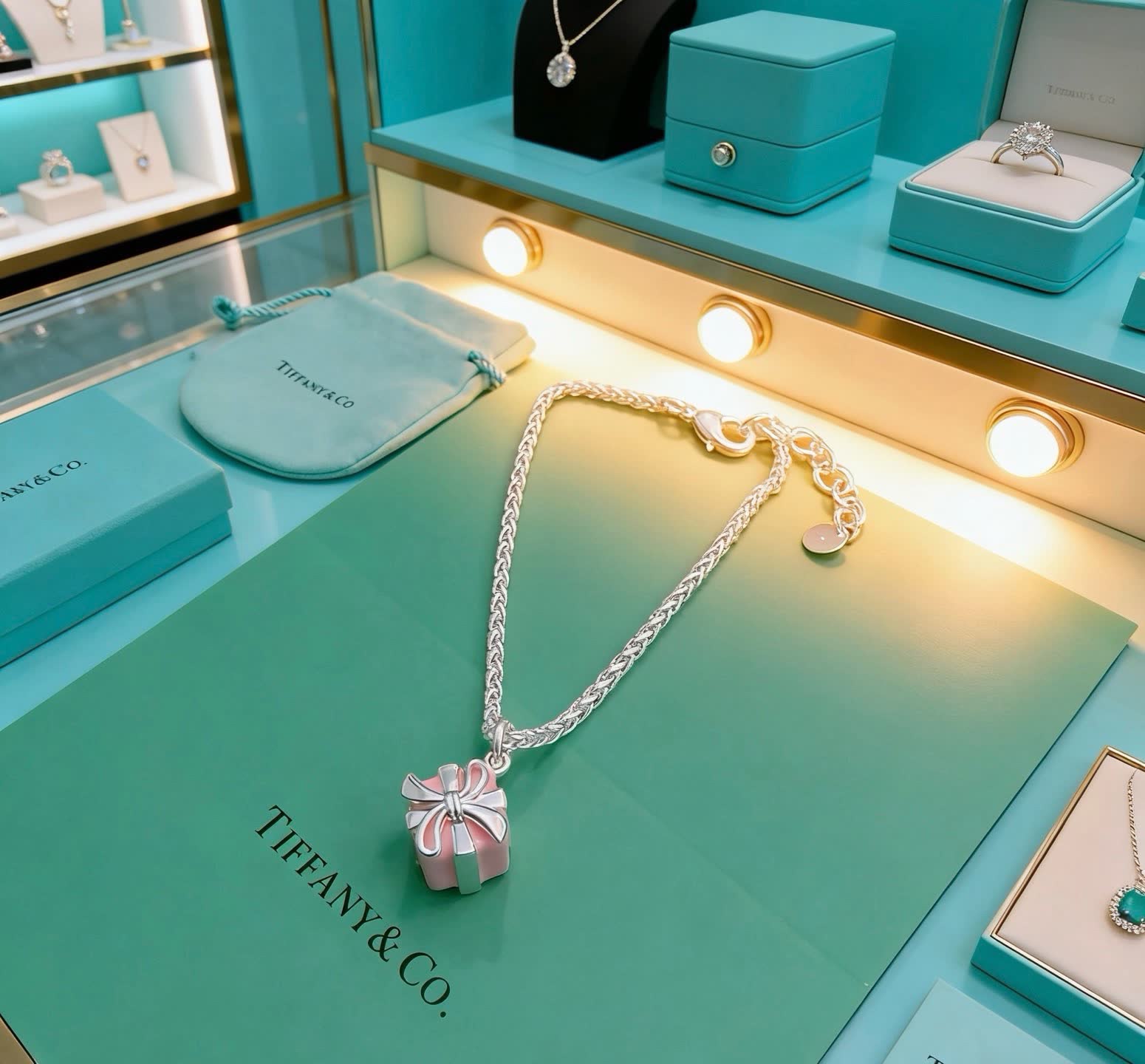Tiffany & Co. Elsa Peretti® Pink Enamel Diamond Charm Bracelet